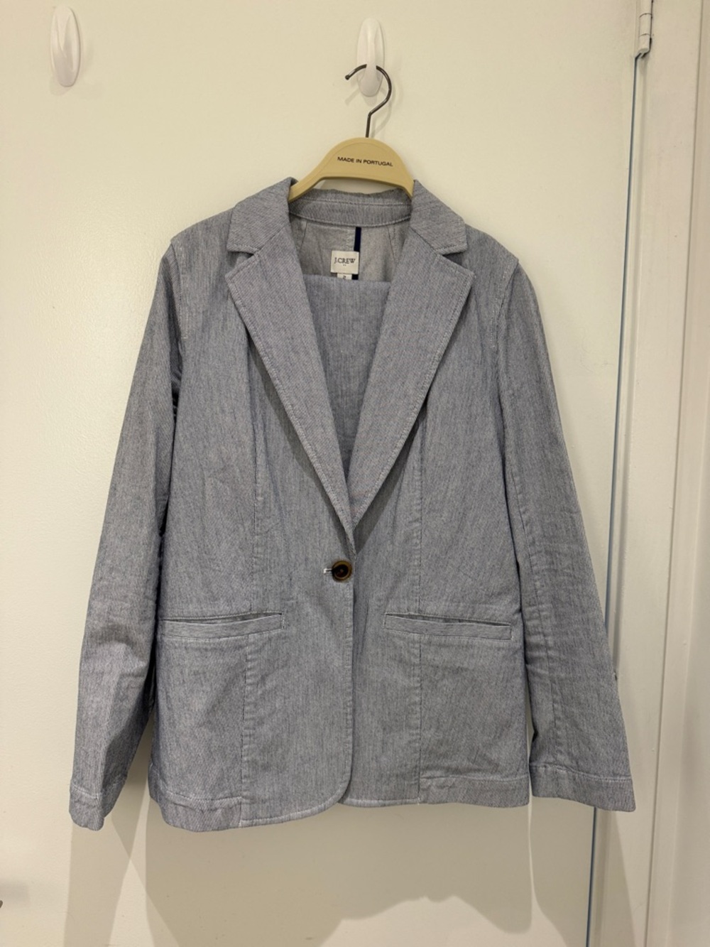J. Crew Blue Stripe Cotton-Blend Suit